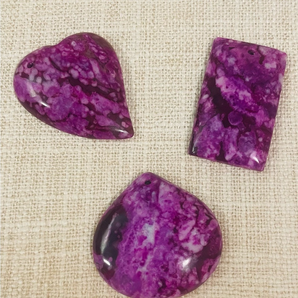 Purple Agate Gemstone Pendant Focal Trio